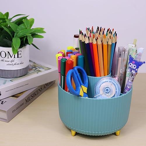 Miniatura 2 de Organizador de lápices de escritorio, organizador de escritorio pequeño giratorio de 360 grados, soporte para brochas de maquillaje, 5