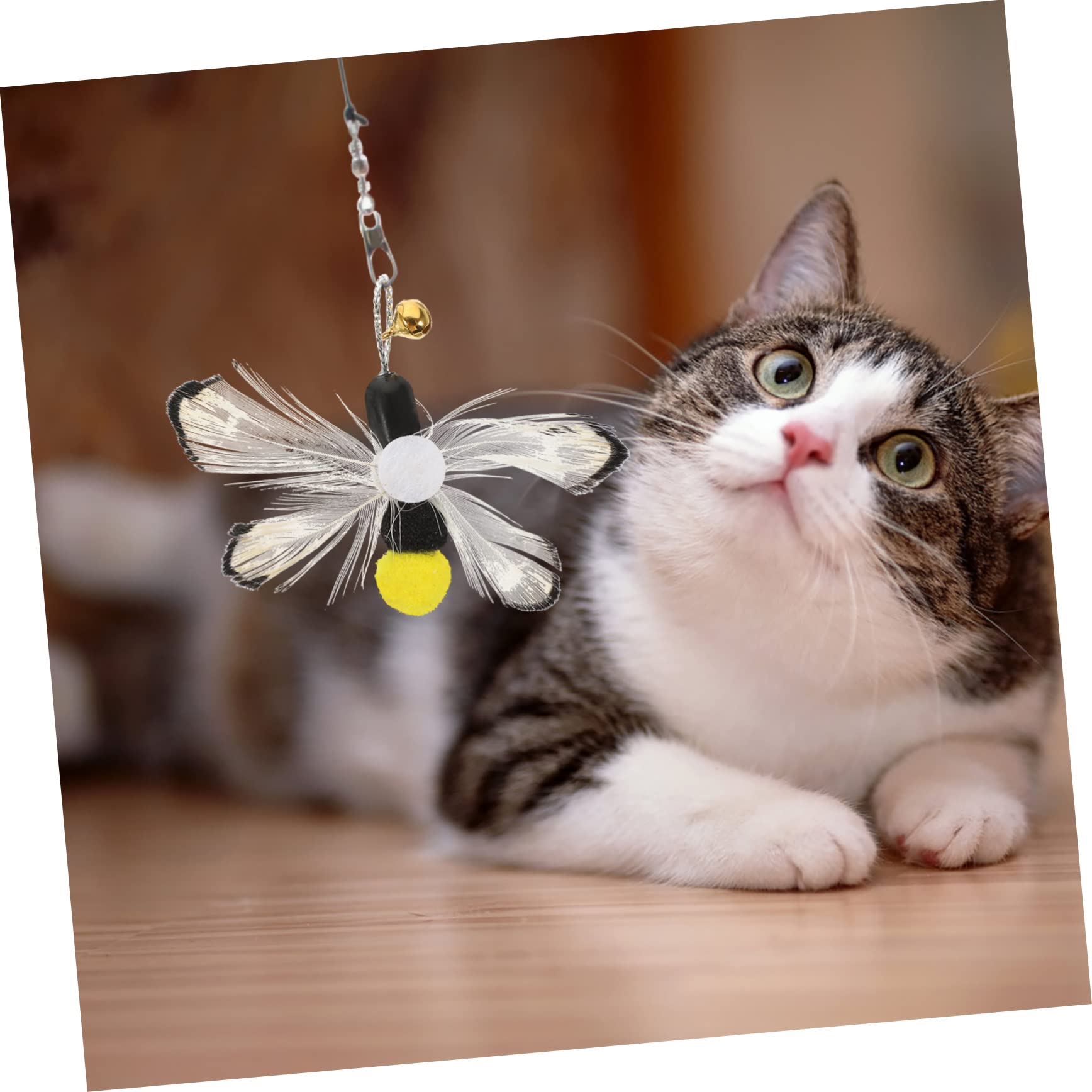 Happyyami 24stücke Teiliges Katzenangel Spielzeug Mit Austauschbaren Köpfen Interaktive Teaser Für Indoor-Katzen Fördert Spieltrieb Und Bewegung