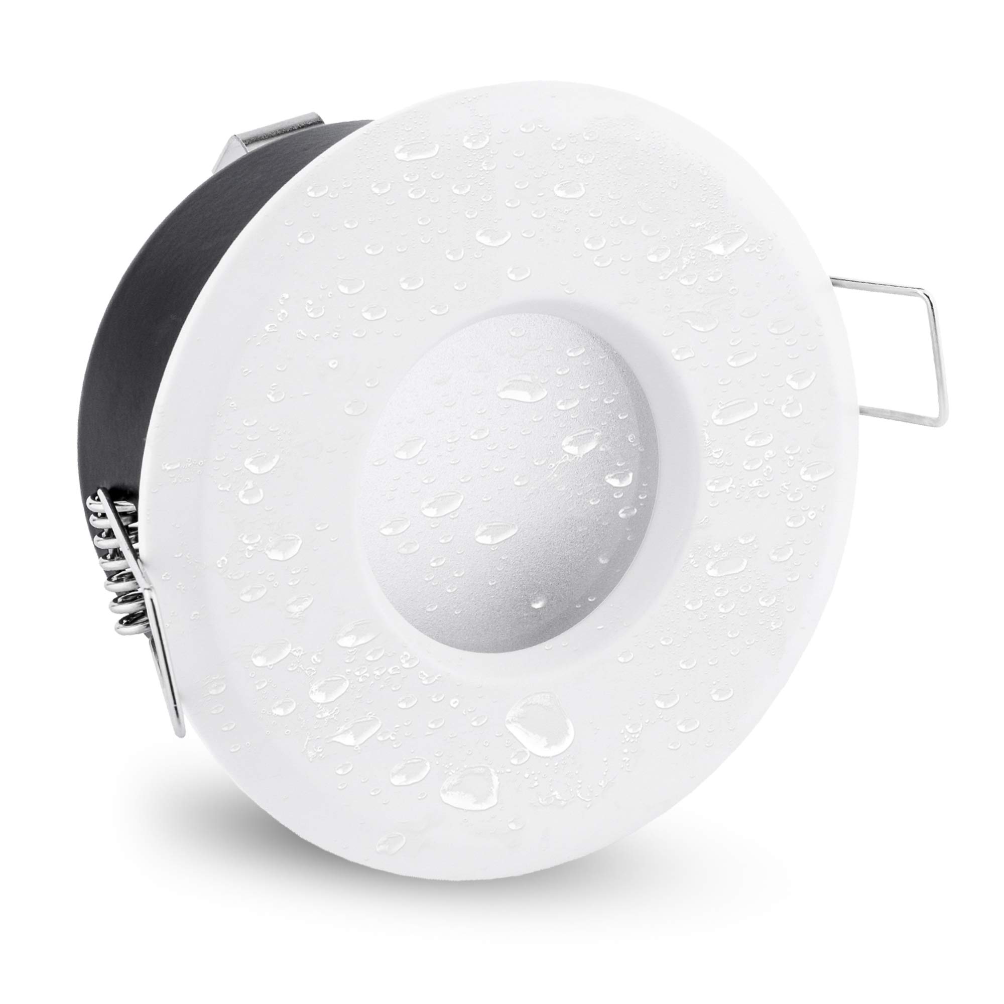 linovum 10x LED Bad Einbaustrahler SET IP65 weiß rund 230V - Ideal für Badezimmer, Küche oder Außen - Licht warmweiß 2W