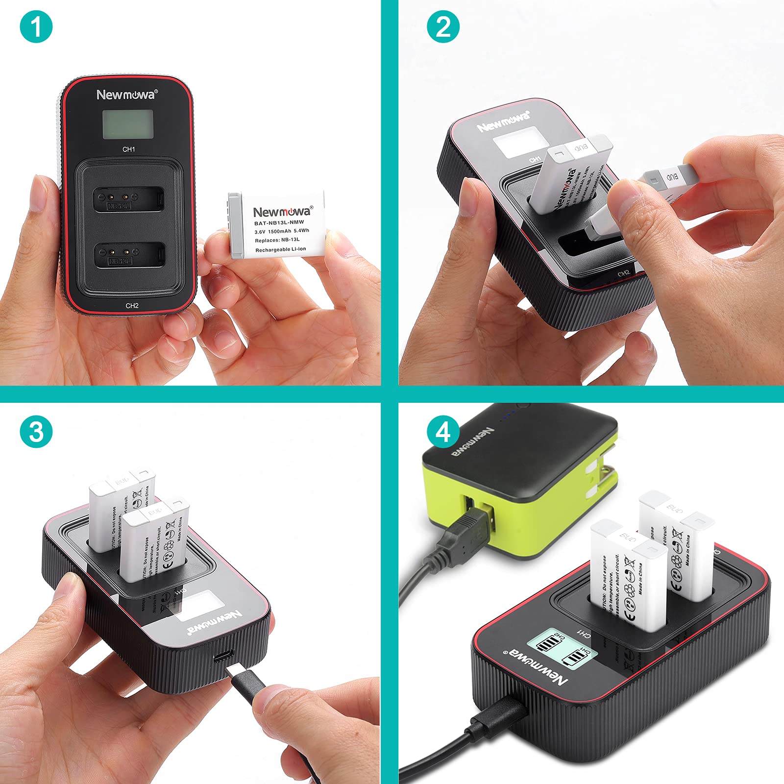 DSTE EN-EL20 ENEL20 camera-batterij (2 stuks) en oplader compatibel met Coolpix A, Nikon 1 J1, 1 J2, 1 J3, 1 AW1, 1 S1, 1 V3