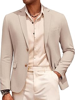 COOFANDY Men's Casual Linen Blazer Lightweight Sport Coat Two Button Suit Jackets