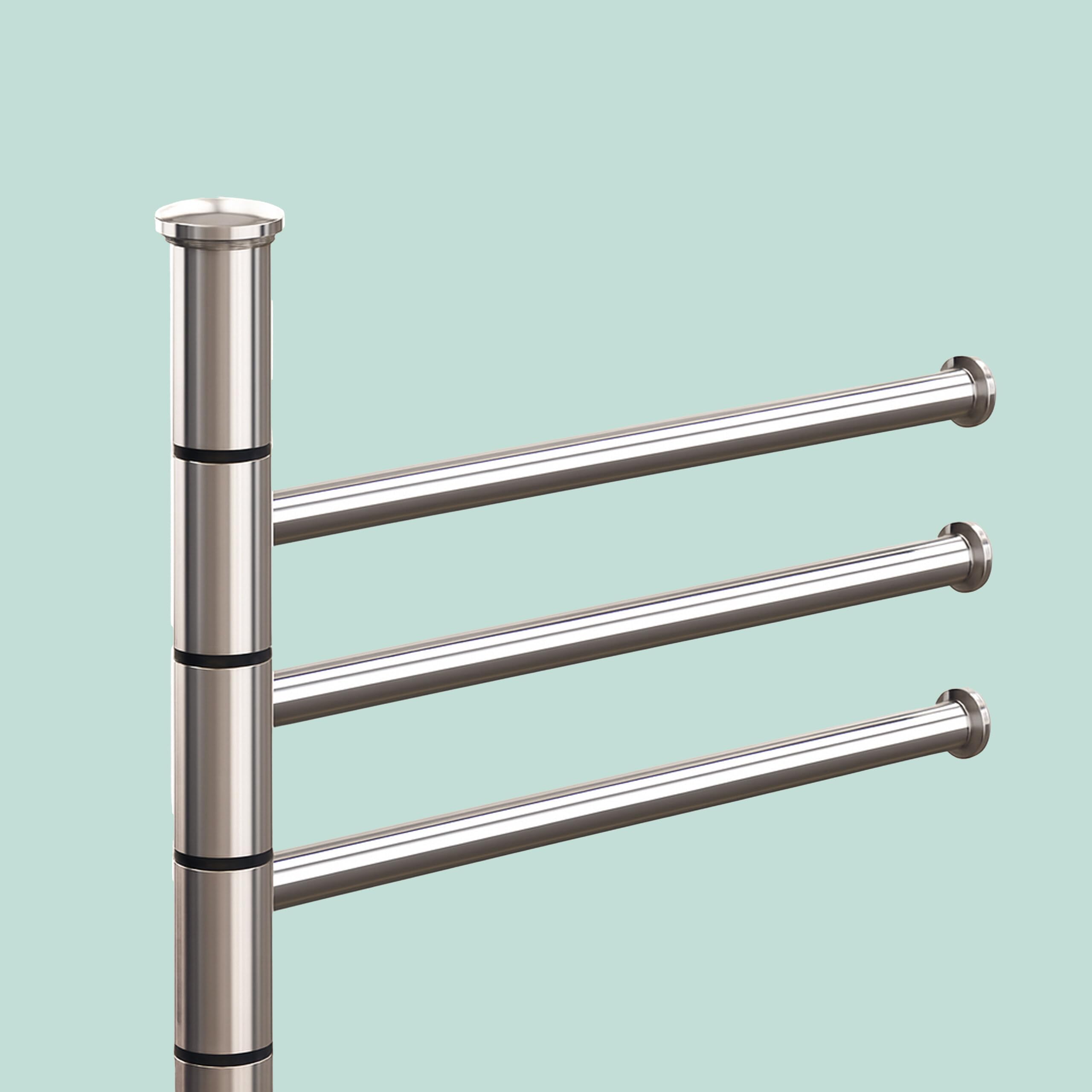 Relaxdays Toallero de Pie, 3 Brazos Giratorios, 85,5x42x22 cm, Soporte Toallas, Acero Inoxidable, Baño, Color a Elegir