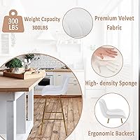 Vista 5 de Sidanli - Taburetes de bar de terciopelo con patas doradas, juego de 2 taburetes de altura de mostrador para isla de cocina, taburetes modernos