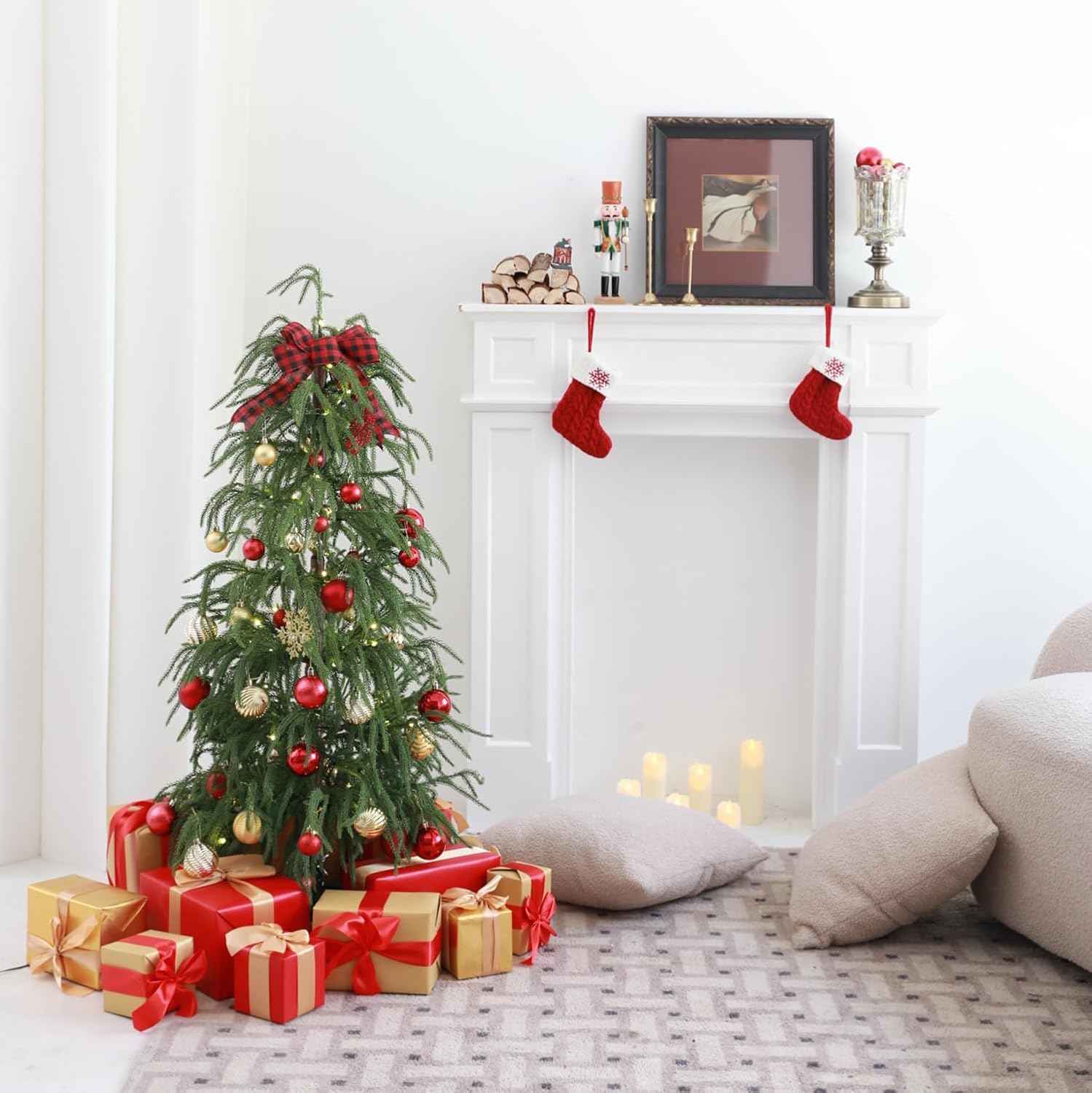 30ct Christmas Ornaments Tree Decorations Set-1.57 Inch Red Gold Shatterproof Decorative Hanging Ball Ornament Bulk, Mini Xmas Tree Tabletop Decorations for Fall Halloween Holiday Party Decor - Image 4