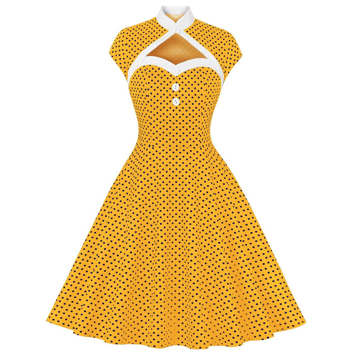 ABAFIP Women's Vintage Polka Dot Swing Skirt | 50s Style Midi Skirt With Belt | Flowy Knee Length Skirt - View #3