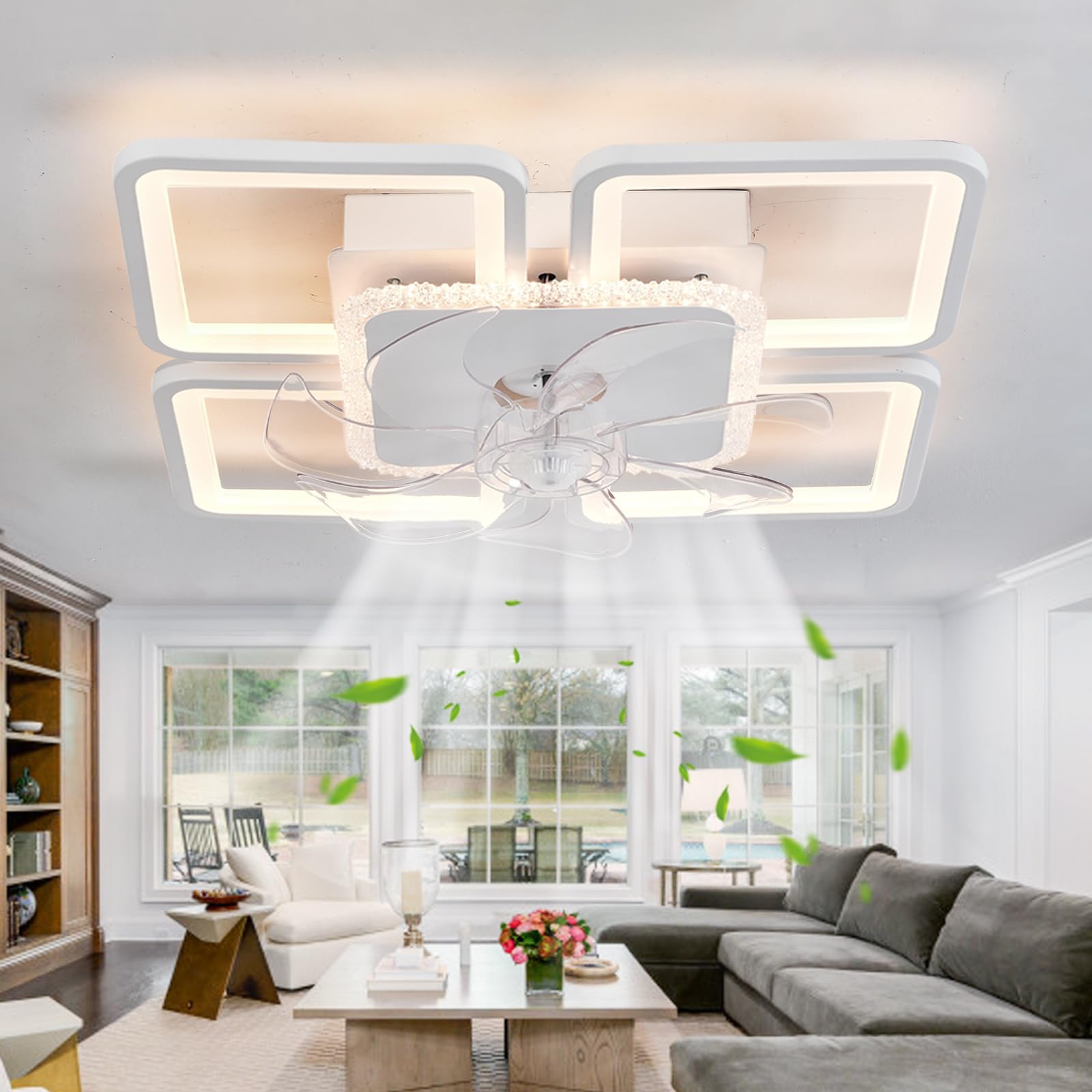 Ventilador Techo con Luz Silencioso Inteligente con Mando a Distancia,Regulable Lampara techo Ventilador Memoria,Reversible con de 6 Velocidades Temporizador Dormitorios Salones,blanco
