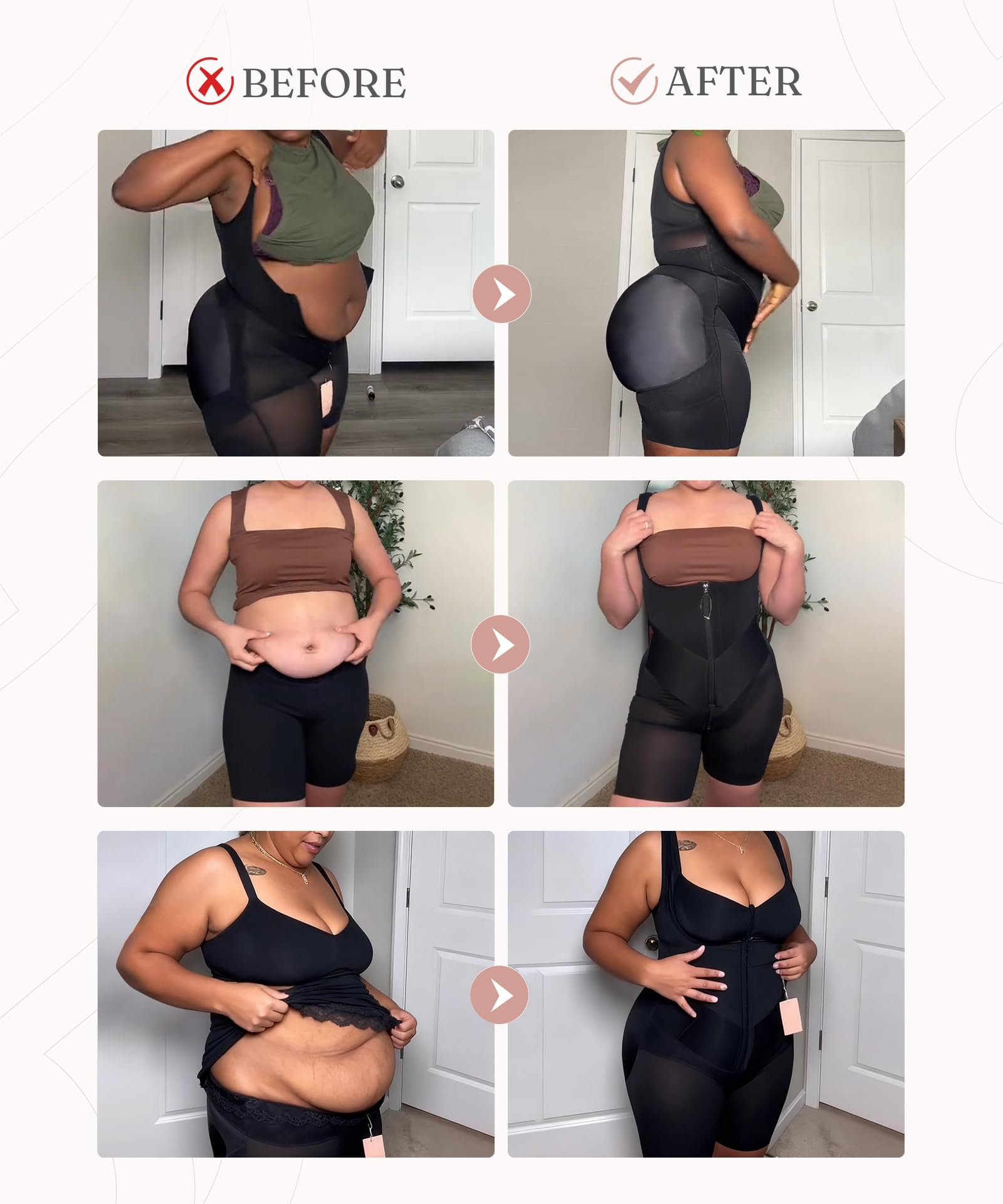 FeelinGirl Fajas Colombianas Moldeadoras Butt Lifting Shapewear Tummy Control Postpartum Faja Body Shaper with Zipper Crotch