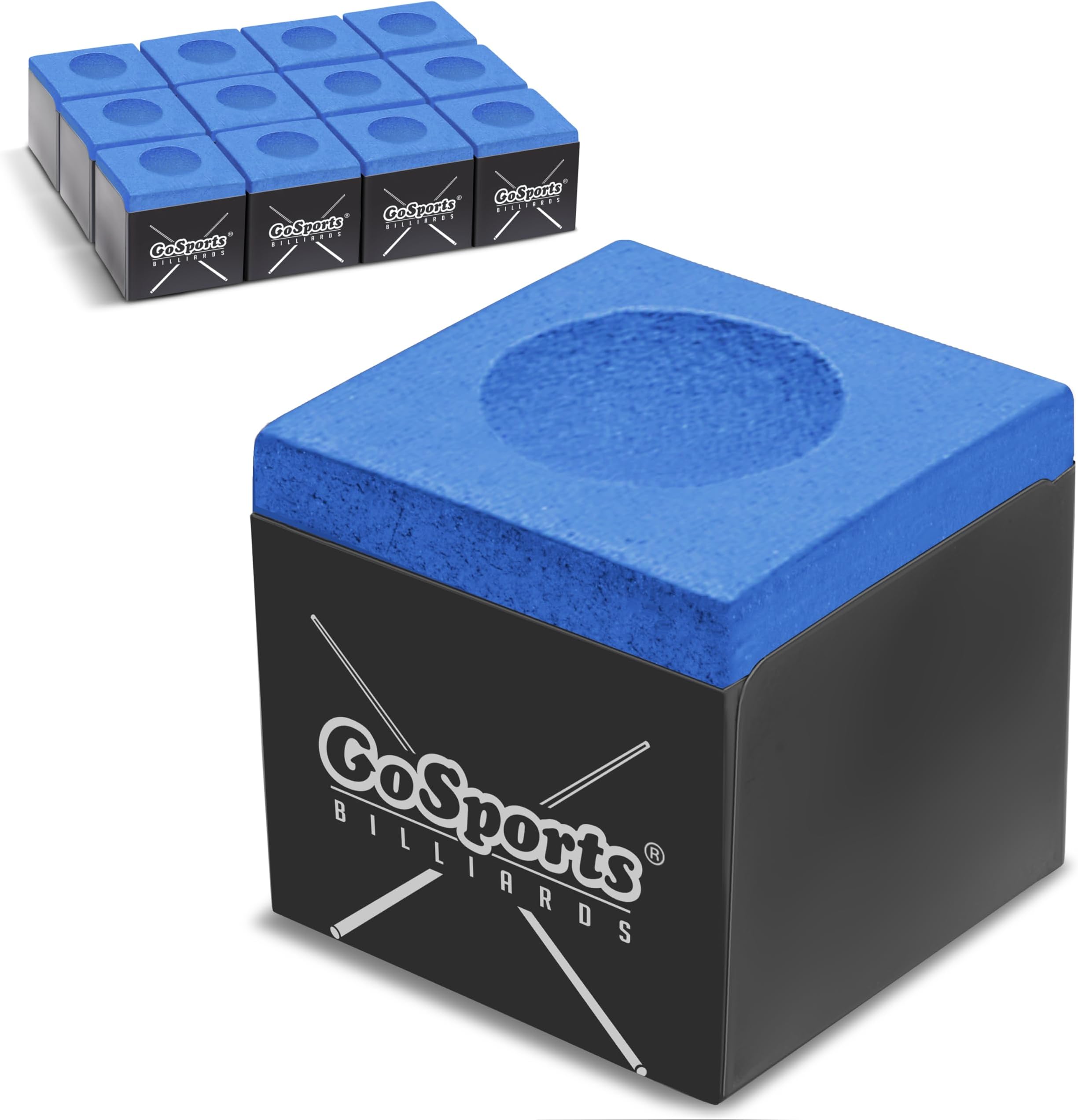 GoSports Premium Billiard Cue Chalk Cube 12 Pack Pool Stick Chalk - Black, Blue, Red or Green