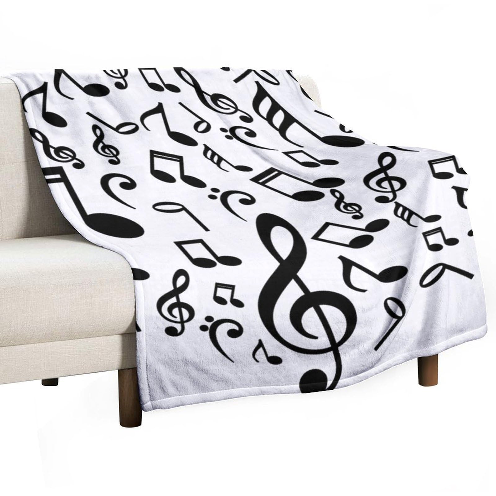Hxwokrum Flannel Blanket, Music Notes Throw Blanket for Couch Sofa Bed Office, Soft And Comfortable Without Pilling