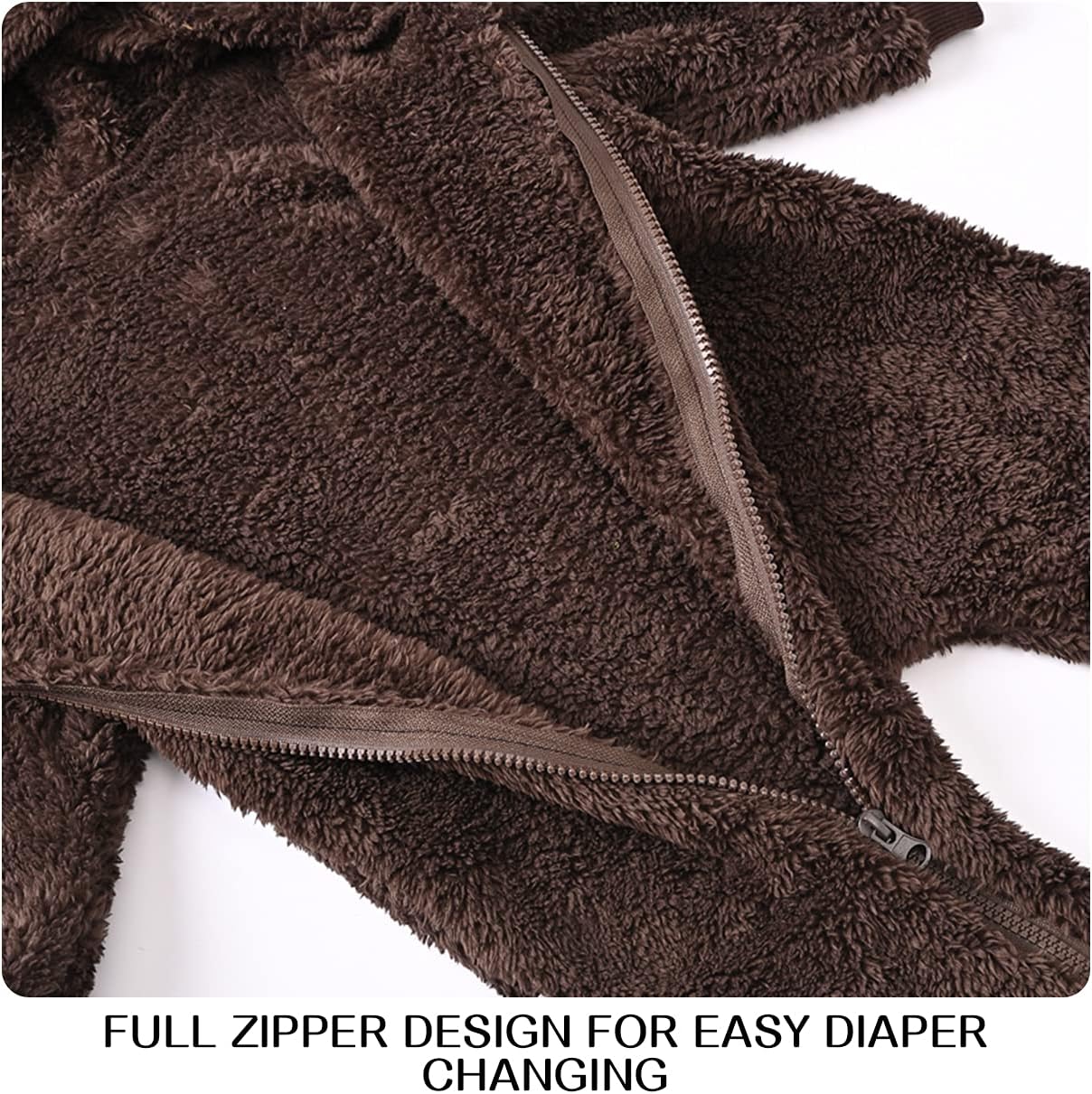 Baby Fleece Jumpsuits Infant Bear Ear Snowsuit Newborn Hooded Romper Warm Coat - Image 5