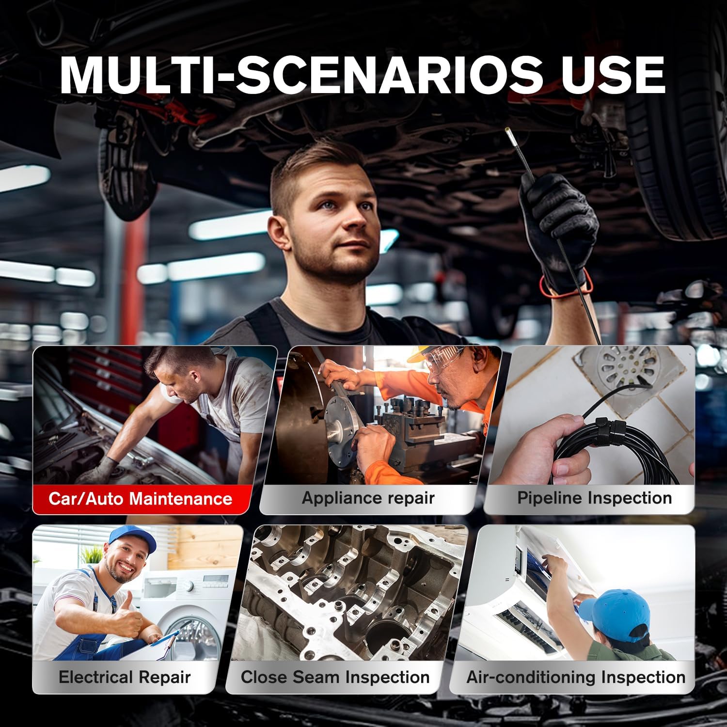 2026 Autel MaxiVideo MV108S Digital Inspection Camera, 2MP 1920x1080, IP67 Waterproof USB Endoscope, 8.5mm Borescope Snake Camera, 39.37'', LED Light, Work with Autel Scanner & P.C, Up of MV108 MV105S