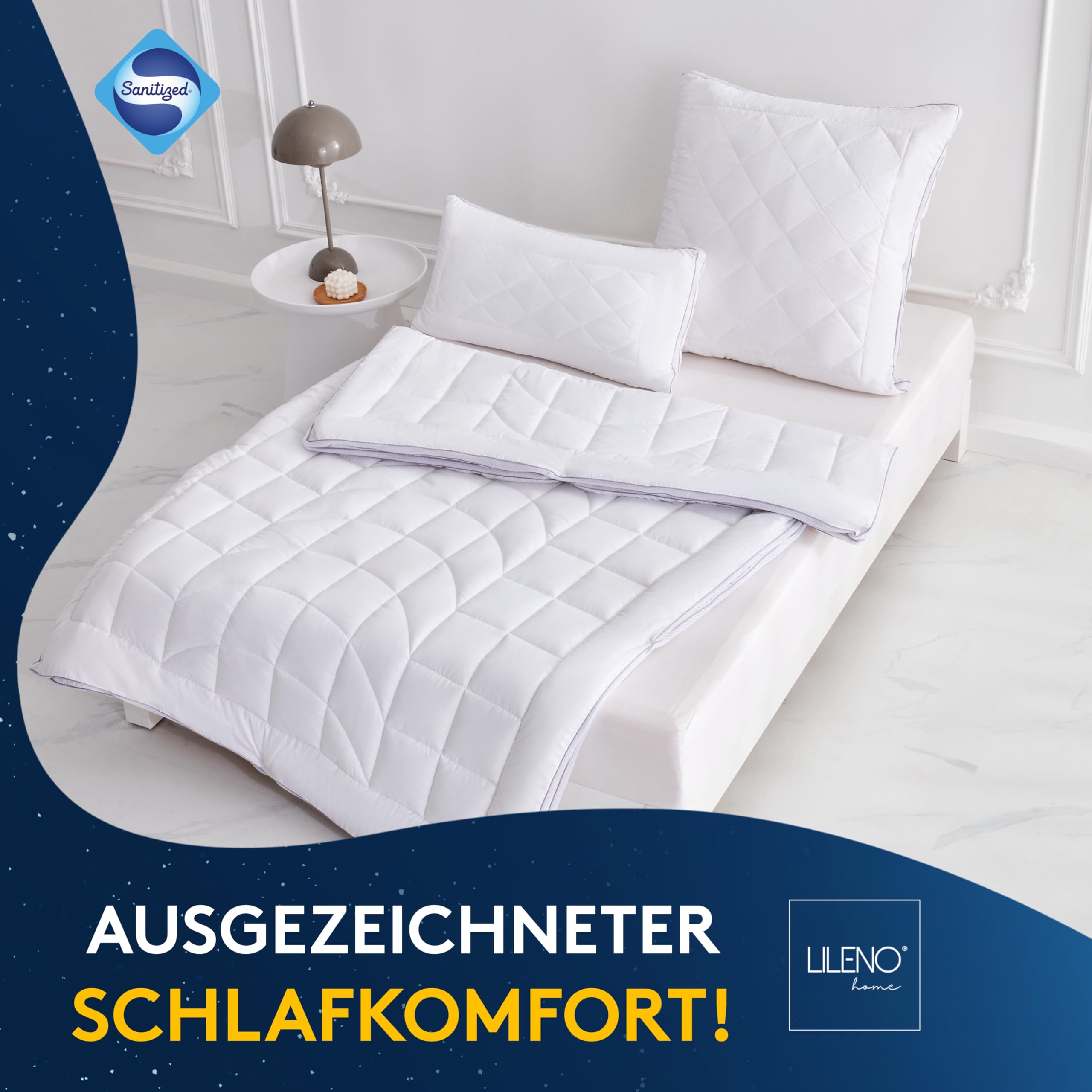 LILENO HOME Premium 4-Jahreszeiten Bettdecke 200x200 cm [2er Set] mit CoolComfort Klimanetz - Bettdecke 200x200 cm bestehend aus 2 Bettdecken - als Sommer u. Winter Decke - Kochfest bis 95°C