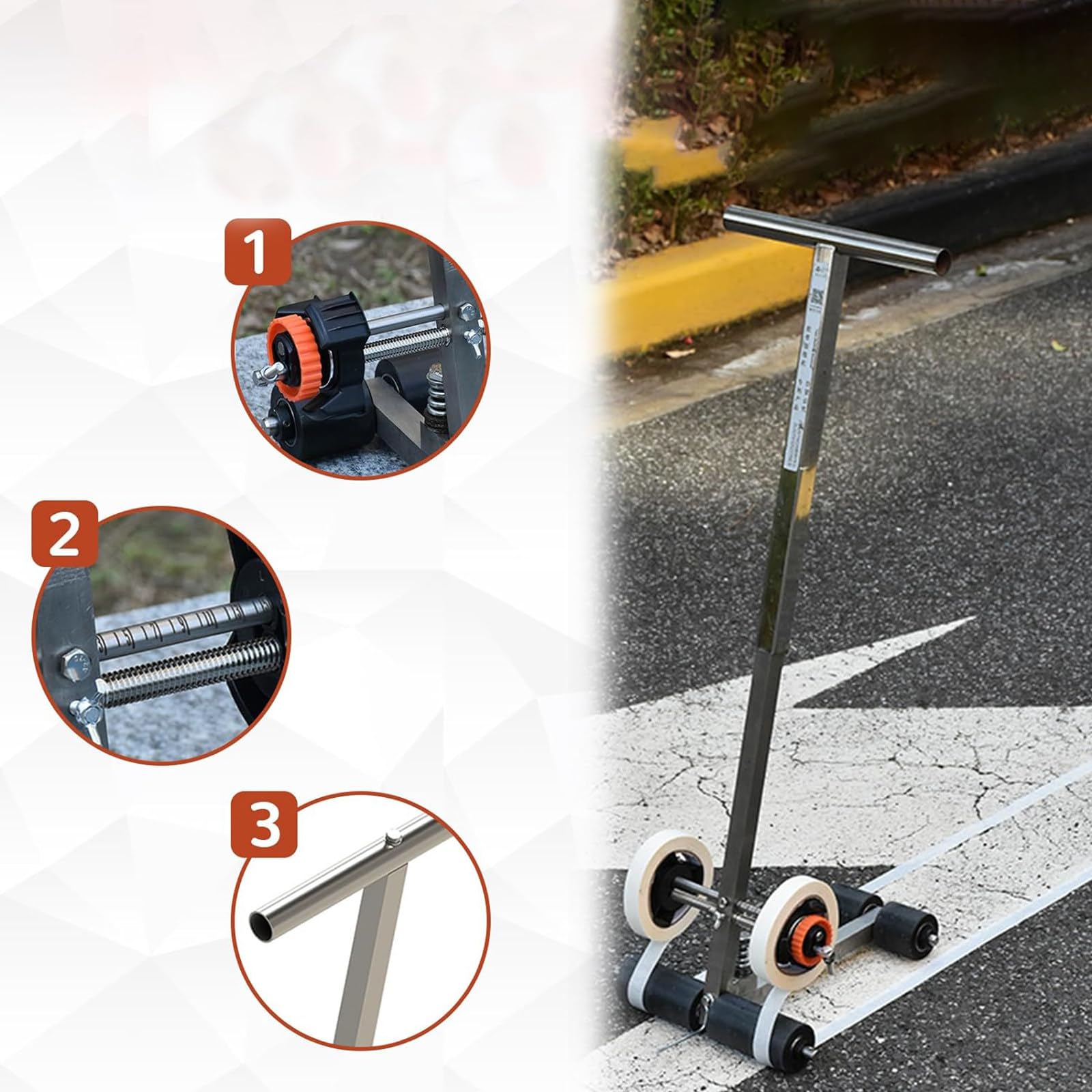 MáQuina de Cinta de LíNea de Corte PortáTil y Empujable, MáQuina de Trazado de LíNeas para Estacionamiento, con Kit de CíRculo de Dibujo, para HormigóN, Asfalto