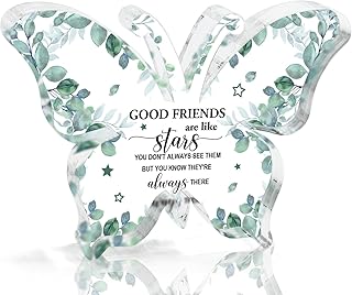 Friendship for Women Friend Friendship Good Friends Like Starts Birthday Gifts for Women Cheer up Gift Butterfly Heart Keepsake and Paperweight for Home Office Table Shelf