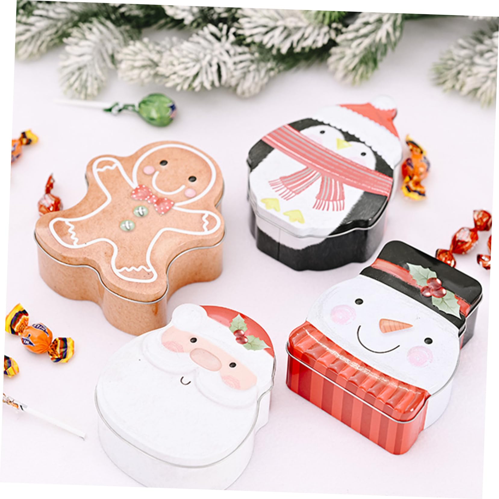 4pezzi Scatola Per Biscotti e Caramelle Motivi Natalizi Decorativi Per Dolcetti e Caramelle Per Festa Natale Decorazione Casa Piccolo e Leggero Facile Riporre e Trasportare