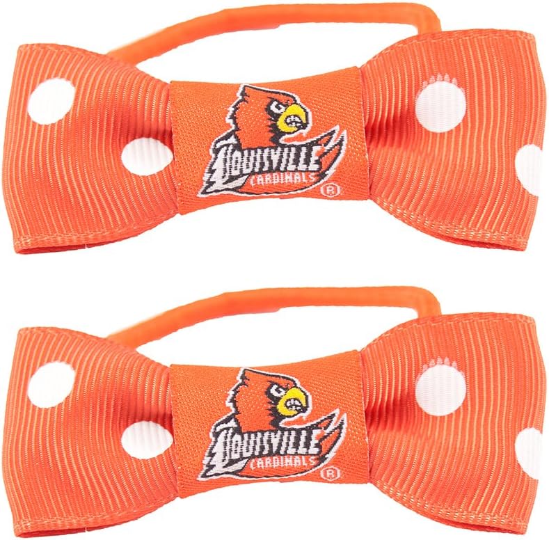 Littlearth NCAA Louisville Cardinals Bow Pigtail Holder, 2-Pack