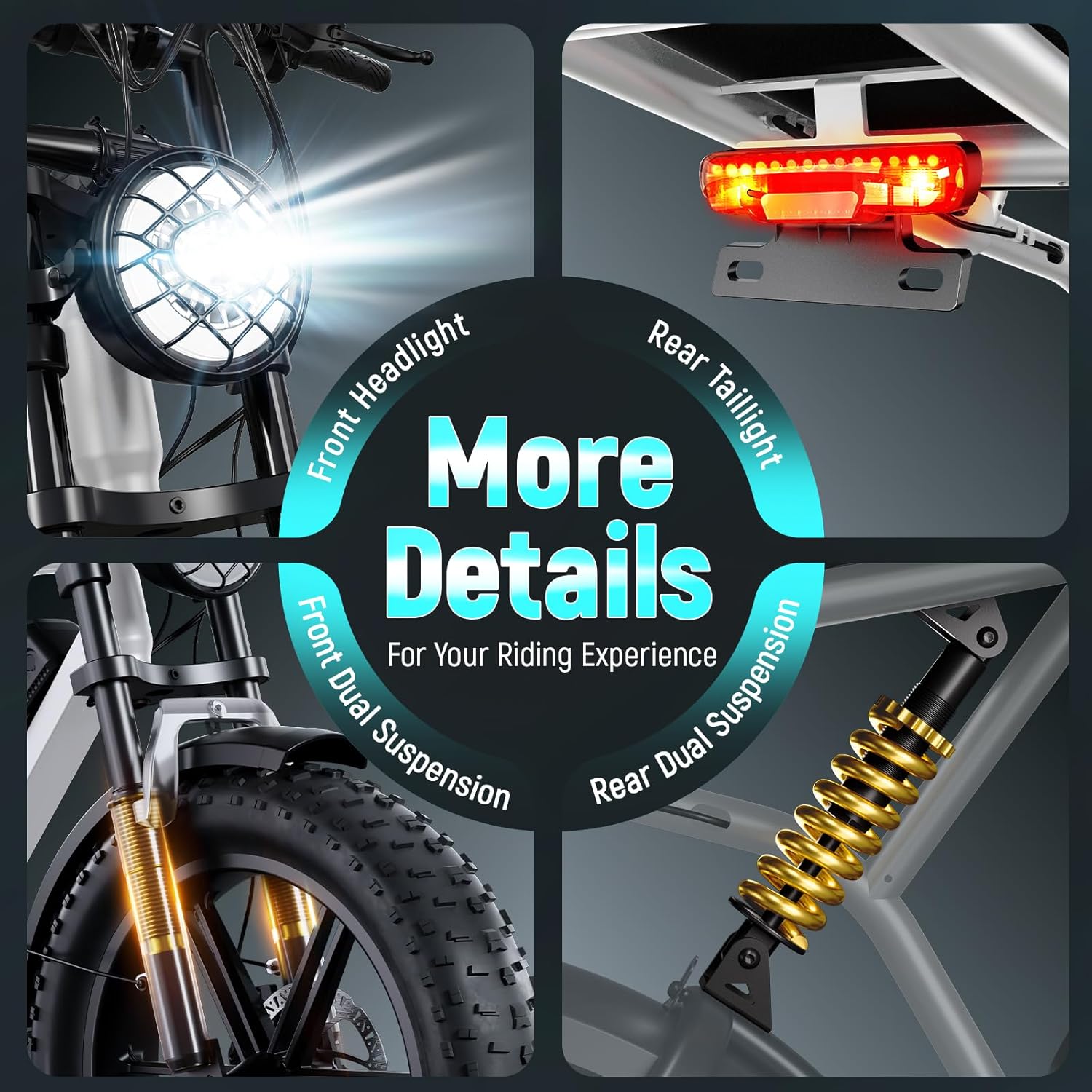 TST Electric Bike for Adults, 1500W Peak Motor, 28 MPH, 20" x 4.0" Fat Tire E-Bike, 48V 15Ah Removable Battery, Dual Hydraulic Disc Brakes, Dual Suspension, LCD & APP Control, Ebike with Holder