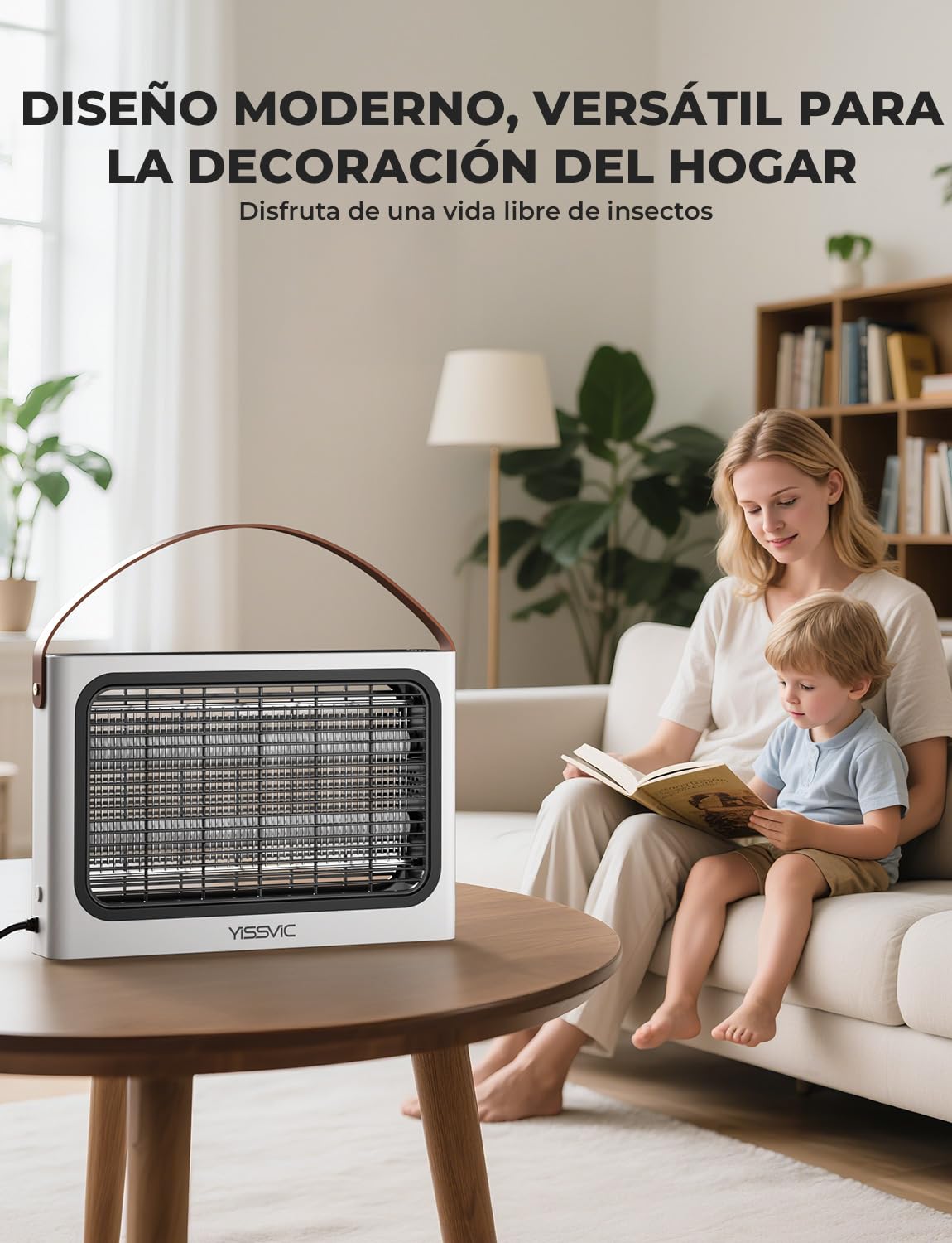 YISSVIC Lampara Antimosquitos Mata Mosquitos Electrico 4300V 365nm UV Matamosquitos para Interiores con 2 Tubos UV Recambio