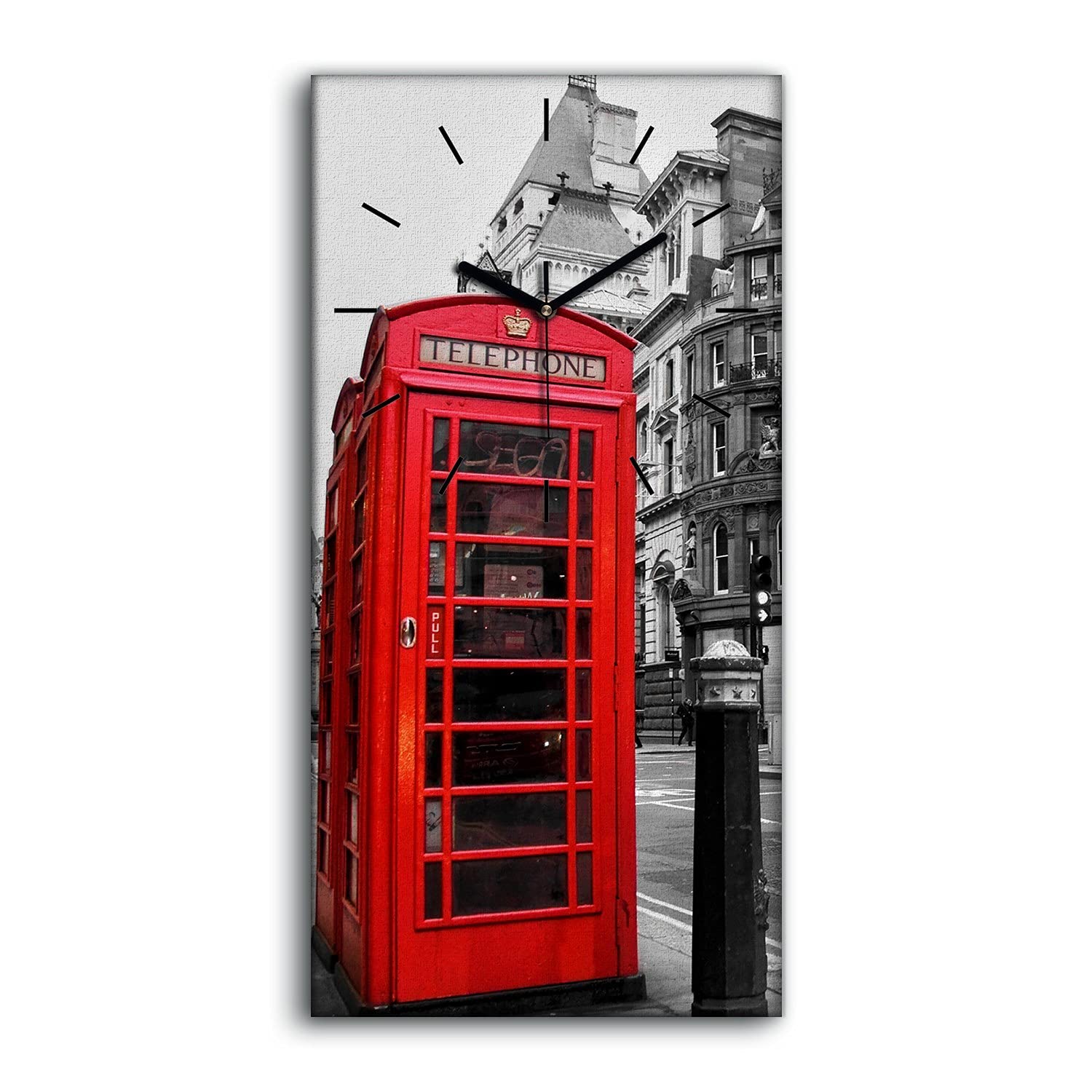 Horloge sur Toile 30x60cm de Londres avec Bus Rouges pour Décoration Moderne