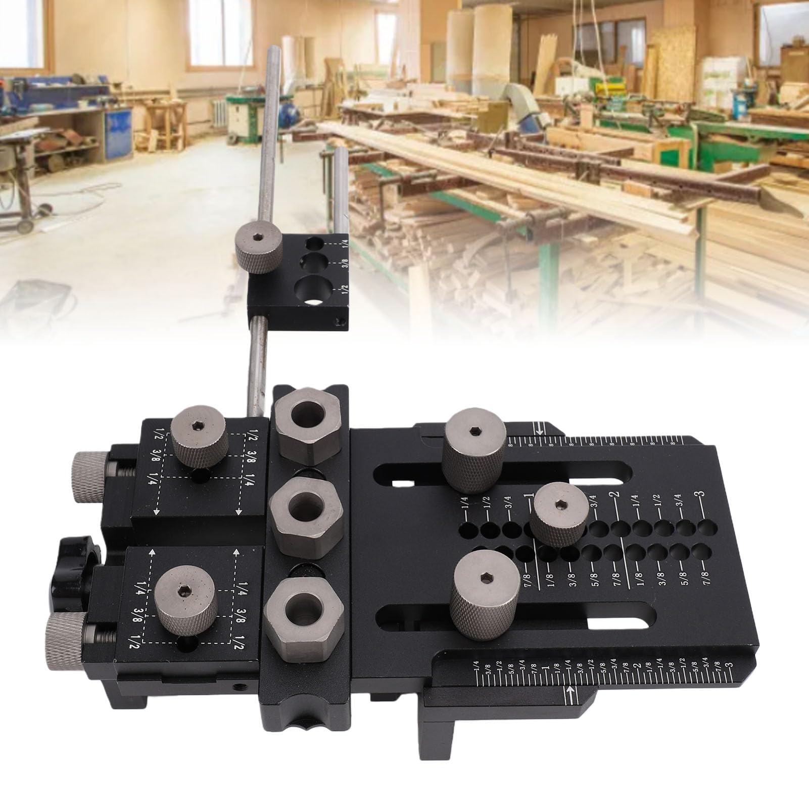Yctze Kit de Plantilla para Tacos de 8,07x3,46 Pulgadas para Carpinteros Profesionales en Fabricación Muebles Tope Positivo Rápido Perforación Precisa Guí Perforación Ajustable