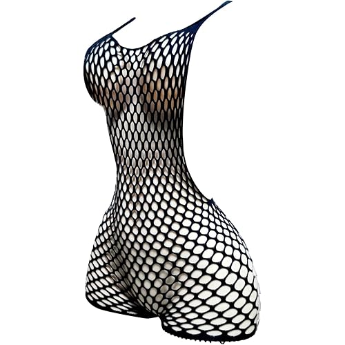 OYOANGLE Women's Fishnet Dress Bodysuit Hollow Out Lingerie Chemise Nightwear