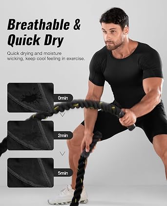 Niksa 2 Pack Short Sleeve Compression Shirts,Gym Tops for Mens Sports T-Shirts Clothing Running Base Layers Top Fitness Athletic Training Workout