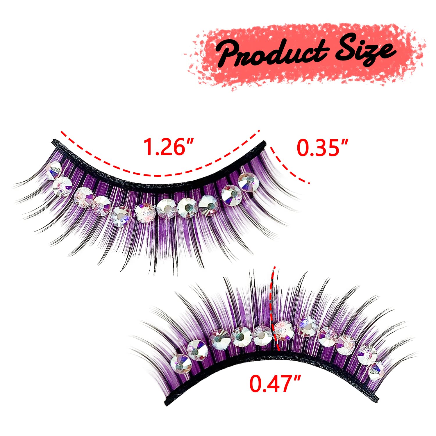 LSTHK 5 works 3D Fluffy False Eyelashes - Natural Look, Colourful, Hotfix Rhinestone Purple for Work Dating, Party, Cosplay - Image 2