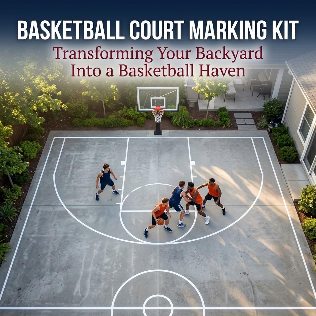 0.07" Plastic Basketball Court Marking Kit Reusable Half Stencil