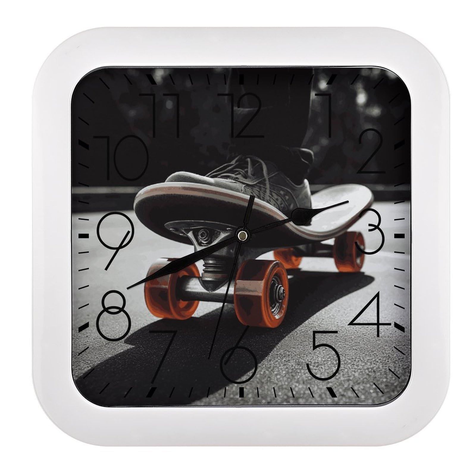 Horloge murale carrée moderne et silencieuse noire pour votre salon