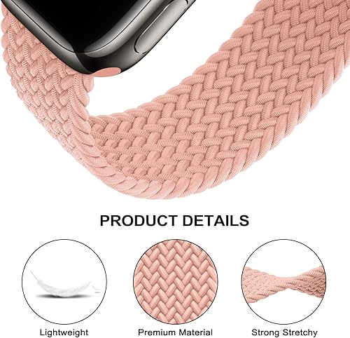 Miniatura 4 de Paquete de 4 correas trenzadas Solo Loop compatibles con Apple Watch de 1.614, 1.575, 1.496 pulgadas, para mujeres y hombres, correas elásticas