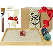 Artcome Jpanese Zen Garden Kit for Desk - Premium Mini Sand Garden with Bamboo Tray - Meditation Sand Tray with 4 Zen Balls and Rake Tools for Relaxation - Mindfulness Therapy Decor - Ideal for Gift