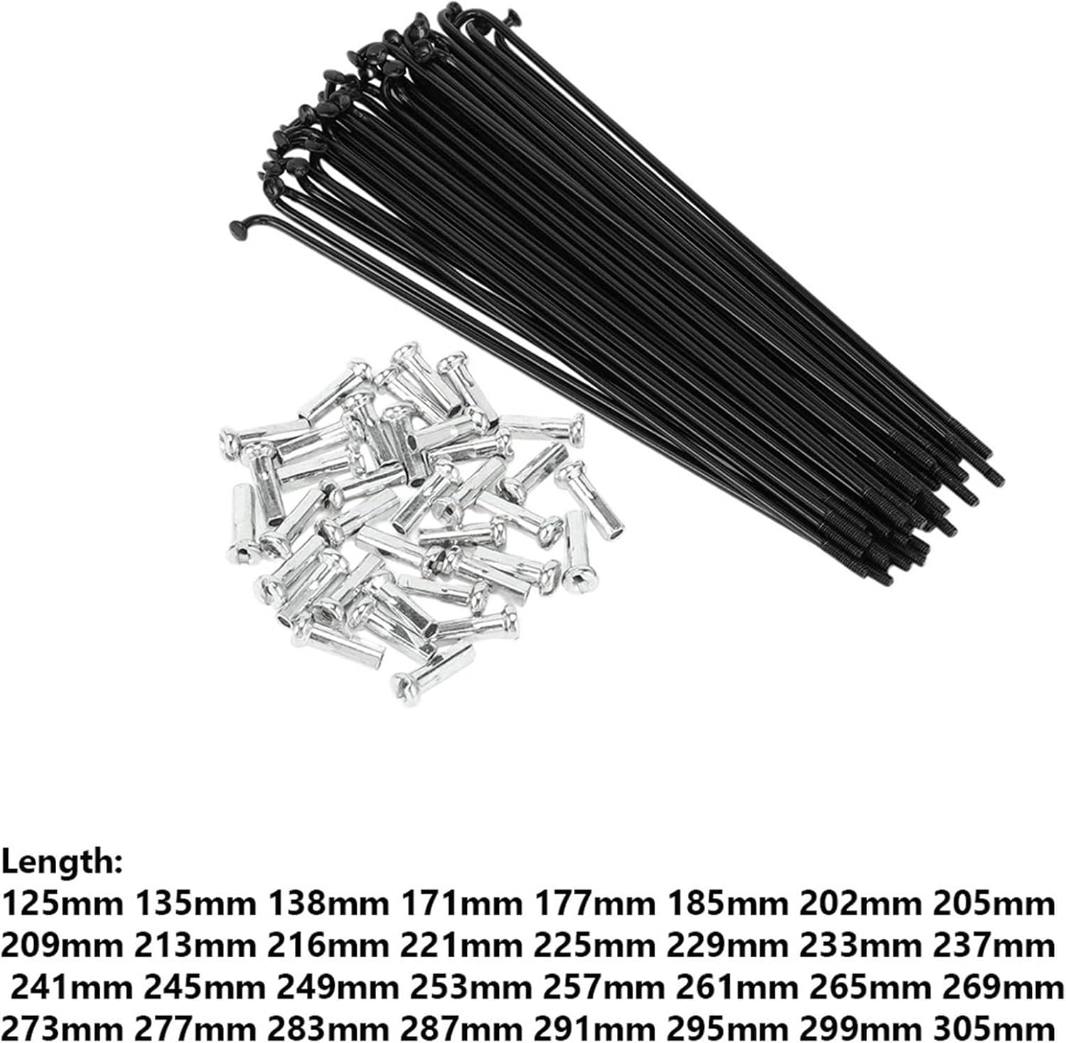 Bike Spokes 24pcs Bicycle Spokes 14G Carbon Steel Black
