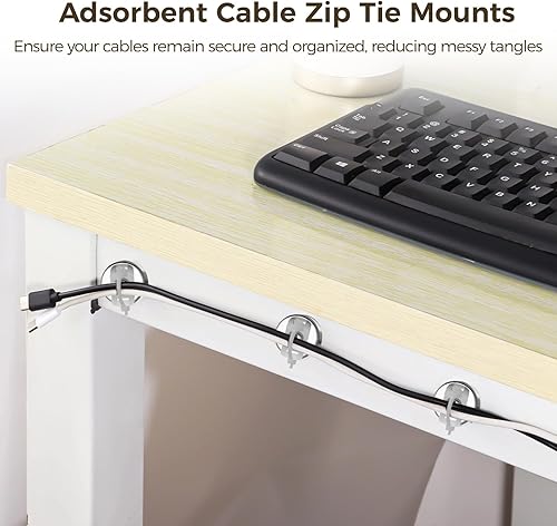 Miniatura 2 de Magnetic Cable Zip Tie Mounts Kit, 50 Pcs Holders with 200 Pcs Cable Ties, Heavy-Duty Magnetic Wire Management for Desk, Office, Home, Automotive,