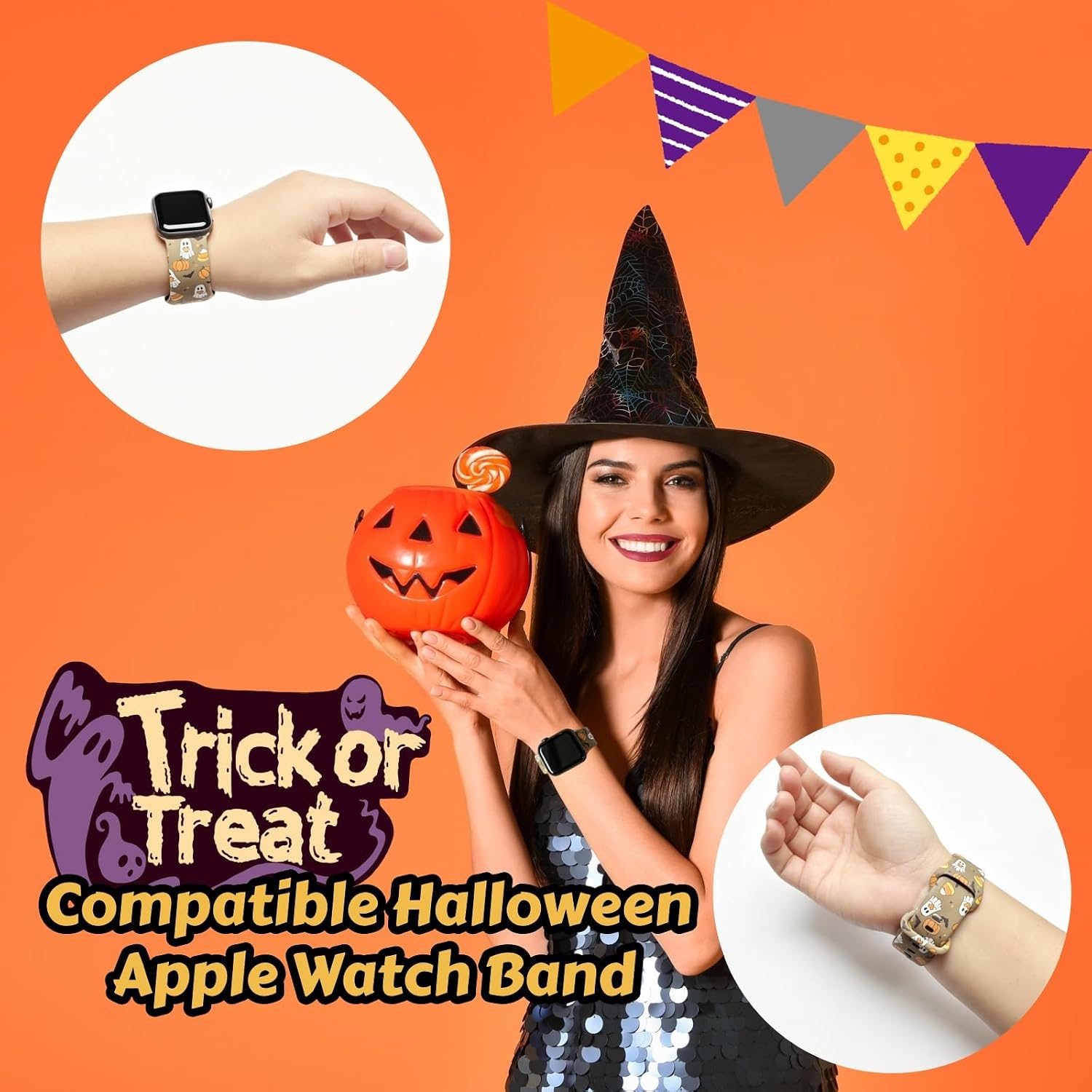 Chirstmas Halloween Band Compatible with Apple Watch Bands 40mm 38mm 41mm 44mm 45mm 42mm 49mm Women Men,Soft Wristband Waterproof Replacement Sport Strap for iWatch Bands Series 9 8 7 6 5 4 3 2 1 SE Ultra image 5