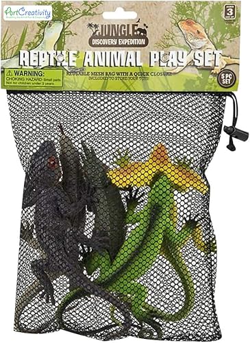 Miniatura 7 de ArtCreativity Surtido de figuras de reptiles en bolsa de malla, paquete de 5 figuras de reptiles en varios diseños, juguetes de agua de baño para