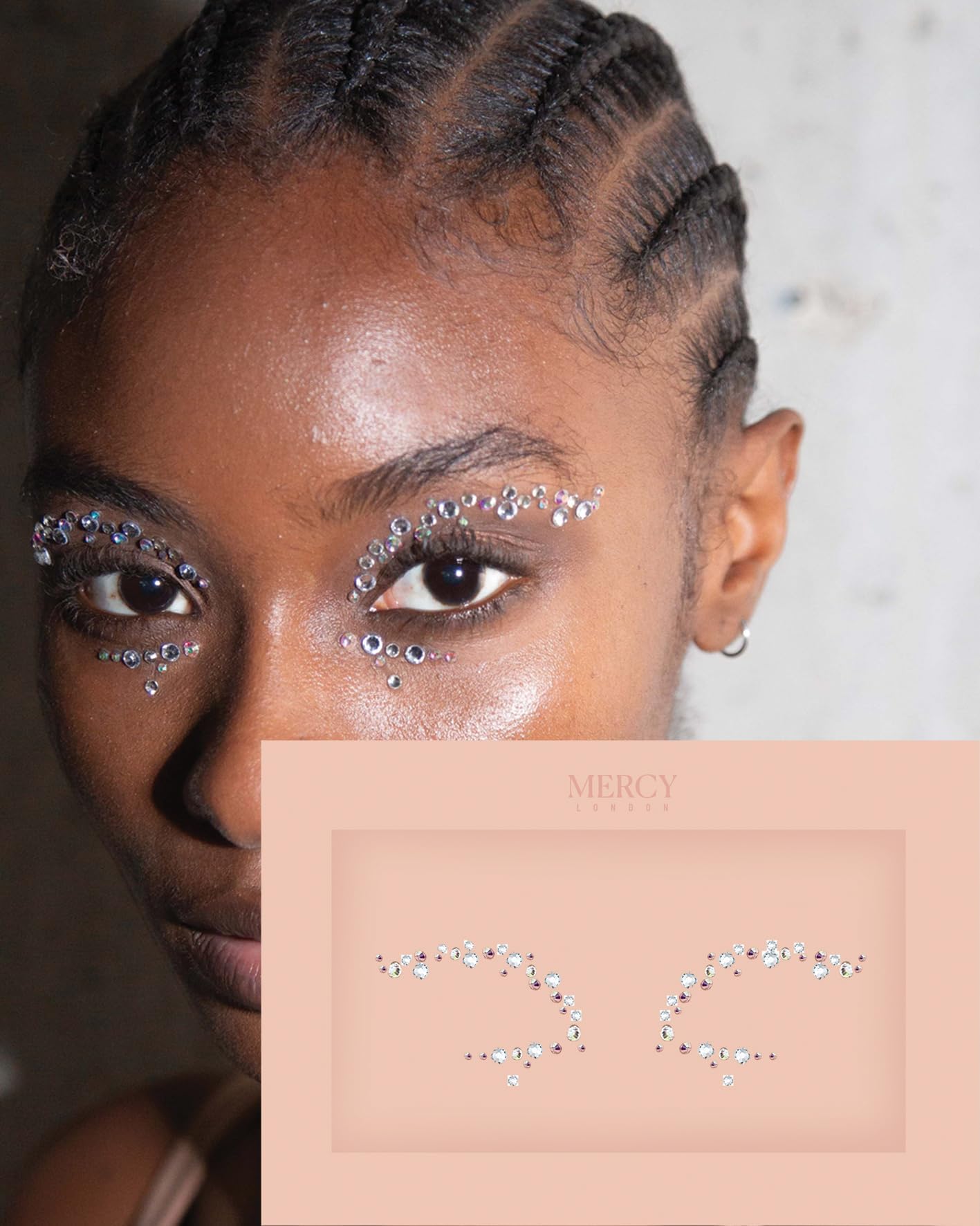 Eye Dazzle Face Jewels by Mercy London Eye Liner Crystal Costume Accessories Face Gems Jewels All In One Halloween Headpiece Stick On