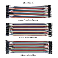 Vista 6 de ELEGOO 120 piezas de cables Dupont multicolor de 40 pines macho a hembra, 40 pines macho a macho, 40 pines hembra a hembra, kit de cables de puente
