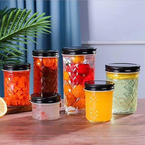 Miniatura 7 de Frascos de vidrio con tapas, tarros de 6 onzas con tapas negras, pequeño vidrio transparente para caviar, hierbas, gelatina, mermeladas, mini tarro