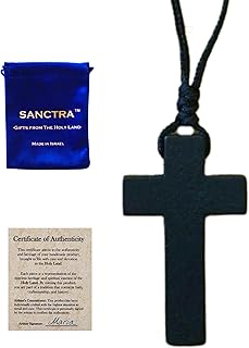 Wooden Cross Necklace for Men and Women, Handmade and Blessed in the Holy Land, Christian Faith Pendant with Gift Pouch and Certificate of Authenticity
