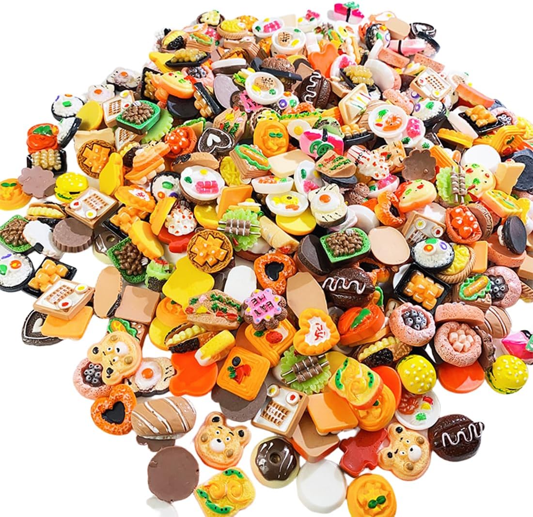 50 Pieces Miniature Dollhouse Accessories, Mini Verse Food, Mini Miniature Food for Dolls, Kitchen Mini Verse Food, Doll Accessories, Miniature Accessories