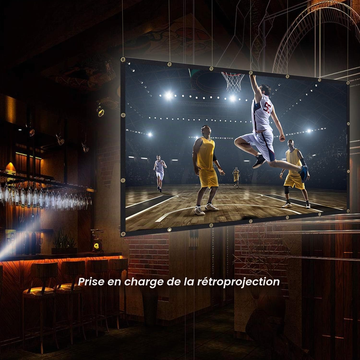 TOWOND Ecran Projecteur Portable, 150 Pouces Écran de Projection Pliable et Lavable, 4K HD 16:9 Écran de Videoprojecteur Double Face pour Intérieur Cinéma Maison