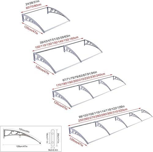 Miniatura 10 de Toldo para ventana, protección contra rayos UV, lluvia, nieve, toldo para puerta, toldo de jardín, toldo de patio al aire libre, cubierta de