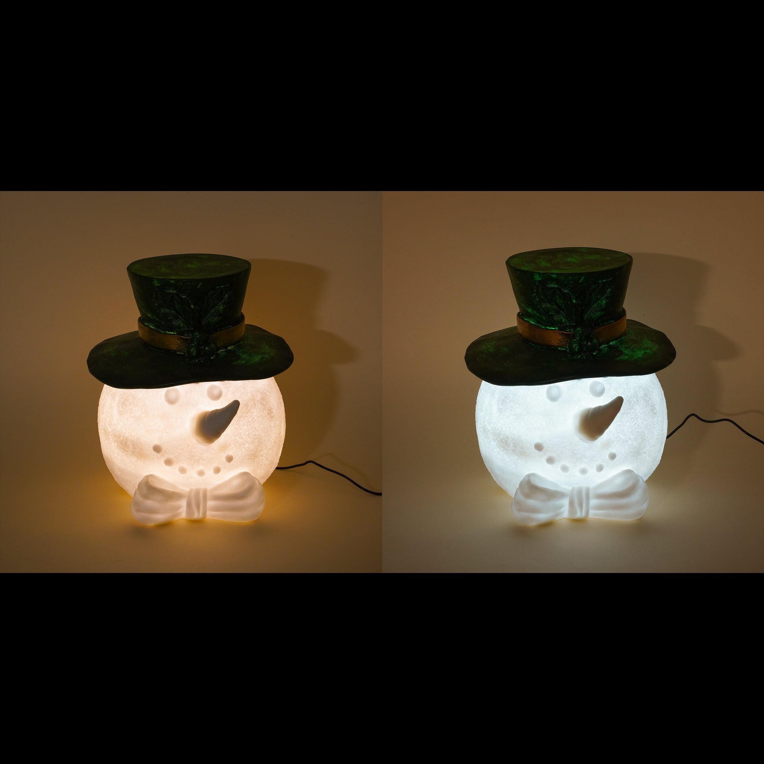 Esotec Solar Weihnachtsdeko Gartenfigur außen LED Schneemann Toni 102684 | Solar Schneemann Ø26x29cm, Warm-/Kaltweiß, 2700/5500K, bis 10 Std, 1,5m Kabel, externes Solarmodul, wechselbarer Akku, IP44