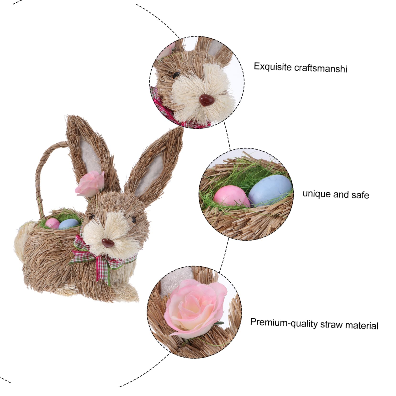 TOYANDONA 2 Pz Ornamento Di Coniglio Di Paglia Conigli in Miniatura Di Pasqua Giocattoli Per L'arricchimento Del Coniglio Paglia Naturale Intrecciata Artificiale Bambino Riempitivo Cannuccia