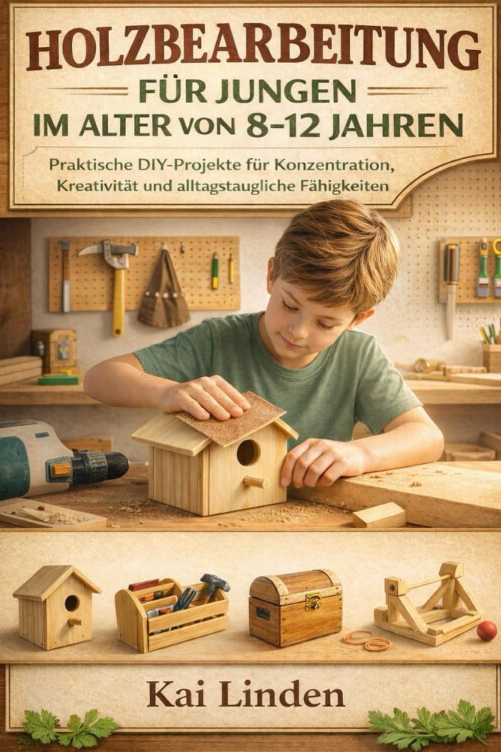 HOLZBEARBEITUNG FÜR JUNGEN IM ALTER VON 8-12 JAHREN: Praktische DIY-Projekte für Konzentration, Kreativität und alltagstaugliche Fähigkeiten
