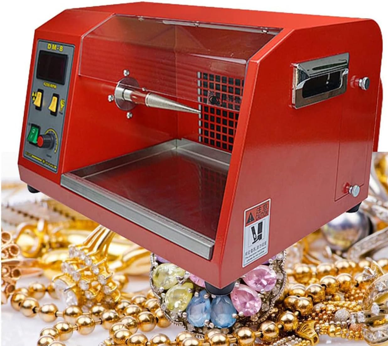 2 in1 Polishing Buffing Machine, 550W Fabric Wheel Polisher Jewelry Polishing Polisher with Dust Collector, 4200rpm Adjustable Speed Jewelry Grinding Machine