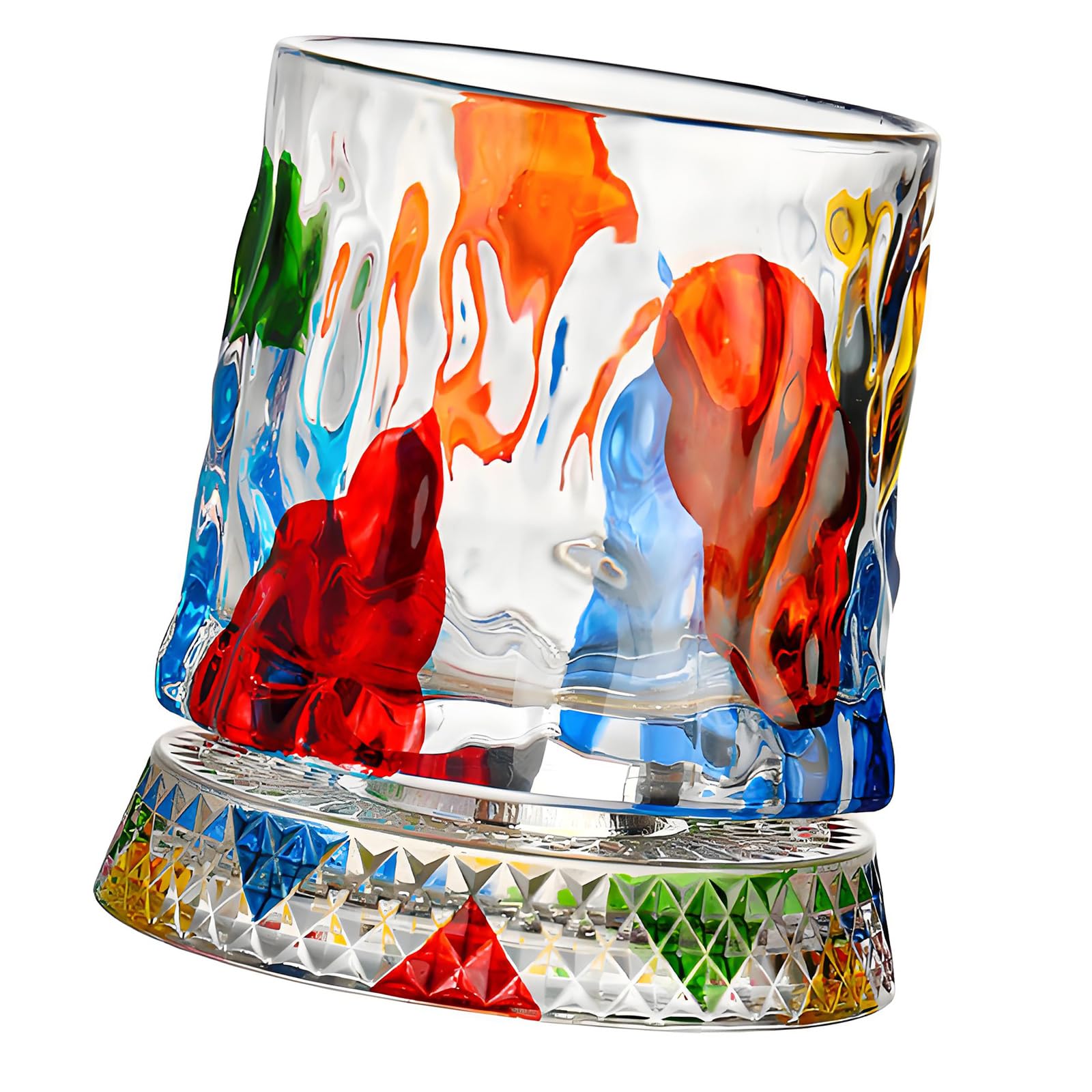 NMFLAB Rotating Glass Drinking Cup Hand Painted Rotating Whiskeys Glasses Crystal Glasses Tumblers Drinkware Easy to Clean Whiskeys