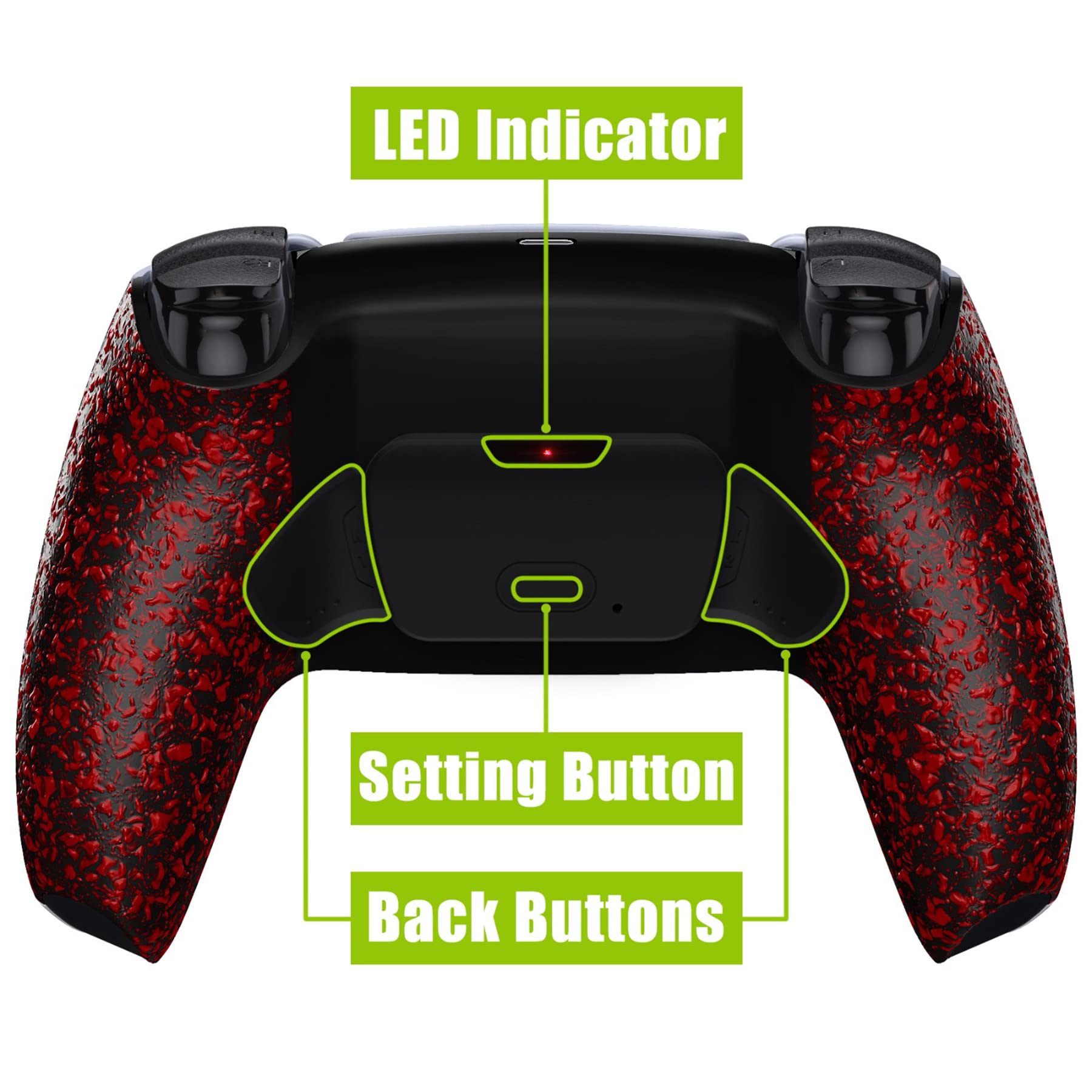 eXtremeRate RISE Remap Kit Programmabile per ps5 Controller BDM-030/040/050,Palette Cover Posteriore Tasti Pulsanti Aggiuntivi Back Button per ps5 Joystick(BDM-030/040/050)-Rosso Antiscivolo
