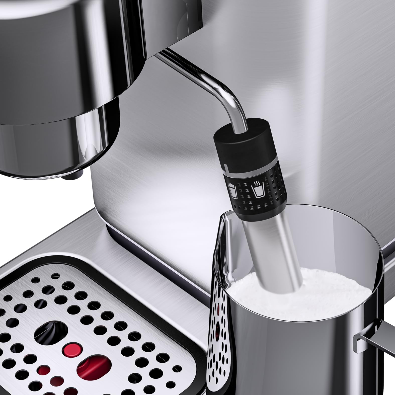 WMF Lumero Siebträgermaschine Espressomaschine Edelstahl 15 bar Thermoblock Milchaufschäumdüse 2 Tassen LED