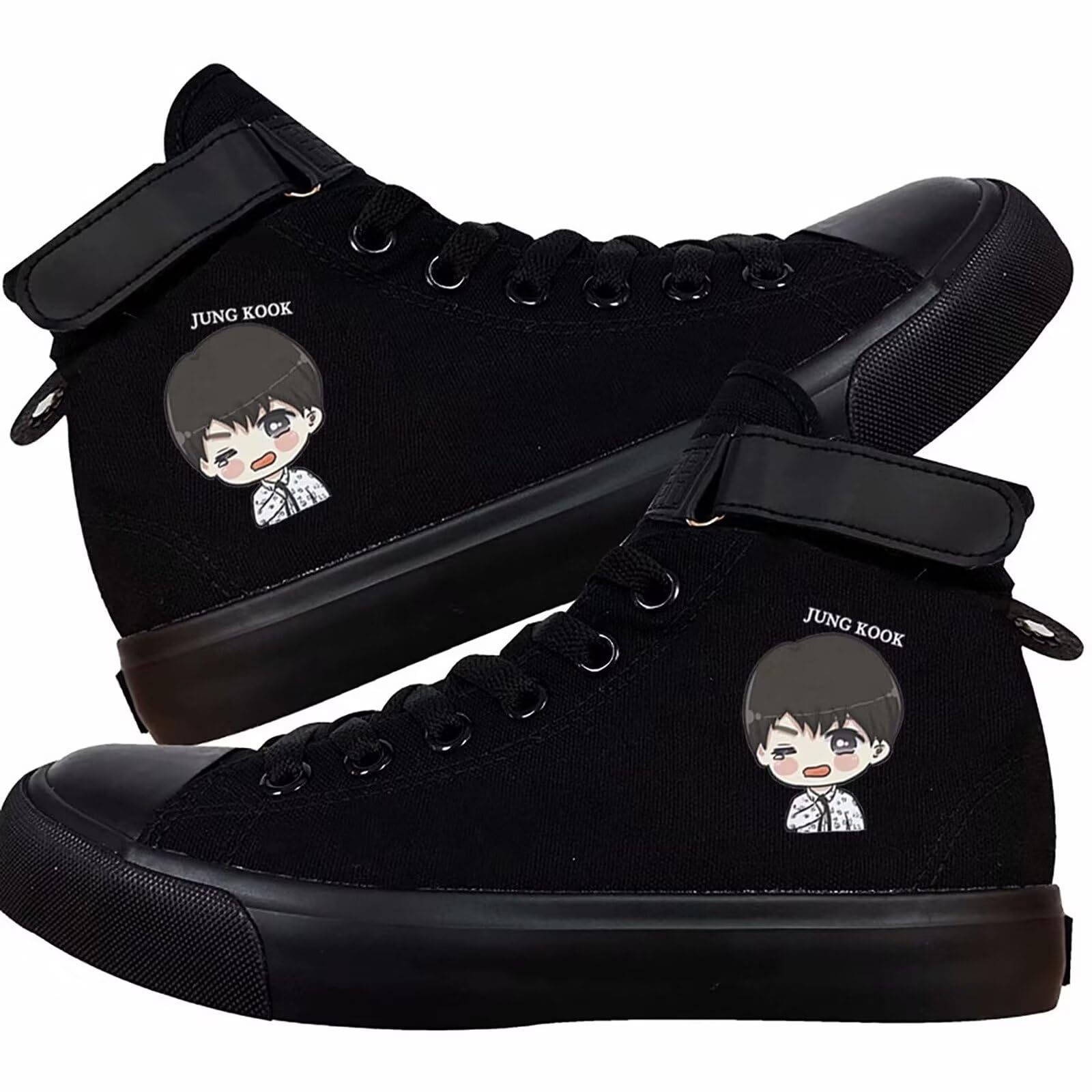 DHSPKNKpop Album Dynamite Merch Jungkook Shoe Cartoon Image Jimin Sneakers J-Hope Rap Monster Jin SUGA V High-Top Canvas Shoes